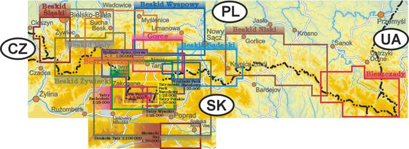 zasieg map beskidzkich tatrzanskich